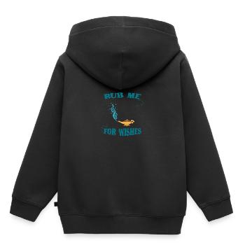 Lampe magique frottant pour des voeux de génie Gini - Sweat Premium à capuche enfant bio - noir - Dos - AI Model Kid Male (0cm)