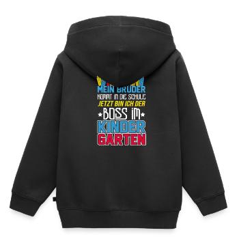 Drachen Bruder kommt in die Schule Ich bin im Kind - Kinder Premium Organic Hoodie - Schwarz - Hinten - AI Model Kid Male (0cm)