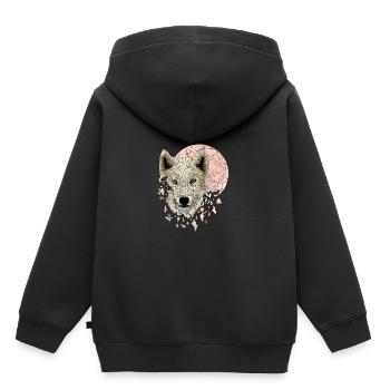 Wolf white - Kids Premium Organic Hoodie - black - Back - AI Model Kid Male (0cm)