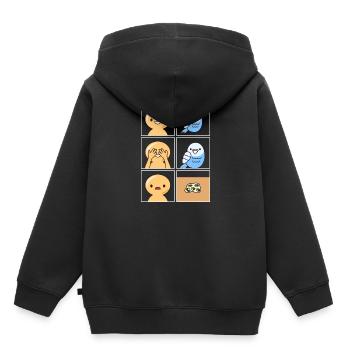 Budgie Poop Design pour les propriétaires de perruches - Sweat Premium à capuche enfant bio - noir - Dos - AI Model Kid Male (0cm)