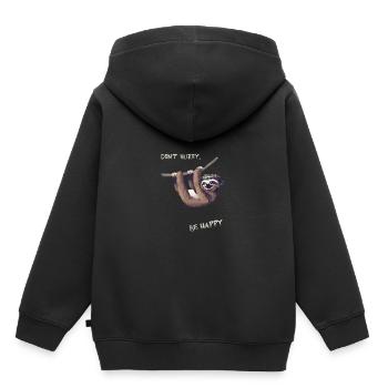 Paresseux traîner chill fun humour nerd lent l - Sweat Premium à capuche enfant bio - noir - Dos - AI Model Kid Male (0cm)