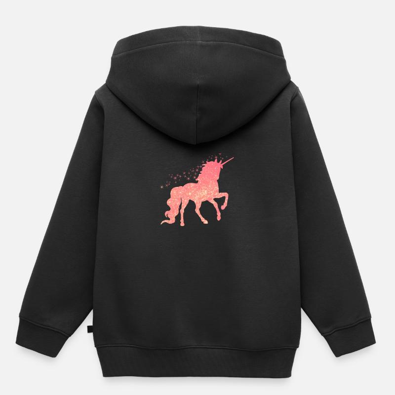 Das rote glitzer Einhorn - Kinder Premium Organic Hoodie - Schwarz