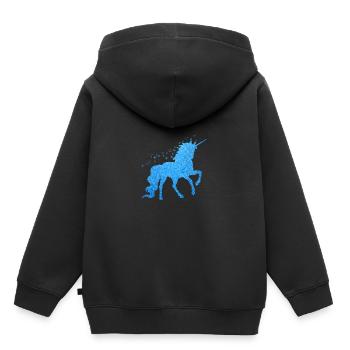La licorne pailleté bleu - Sweat Premium à capuche enfant bio - noir - Dos - AI Model Kid Male (0cm)