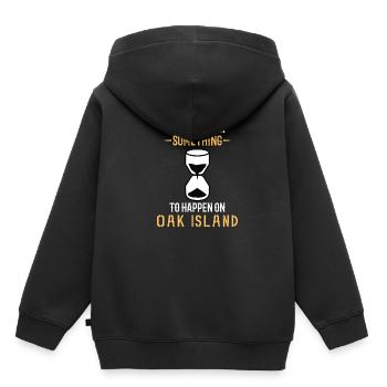 OAK ISLAND / TREASURE HUNTING : Oak Island - Sweat Premium à capuche enfant bio - noir - Dos - AI Model Kid Male (0cm)