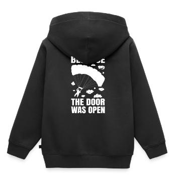 Parachute parachute cadeau de skydiage - Sweat Premium à capuche enfant bio - noir - Dos - AI Model Kid Male (0cm)