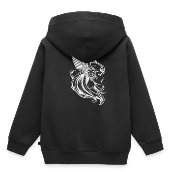 Jeune fille du bouclier, Valkyrie, Nordique, Viking, Odin - Sweat Premium à capuche enfant bio - noir - Dos - AI Model Kid Male (0cm)