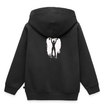 Musculation Haltérophilie Fitness Workout - Sweat Premium à capuche enfant bio - noir - Dos - AI Model Kid Male (0cm)