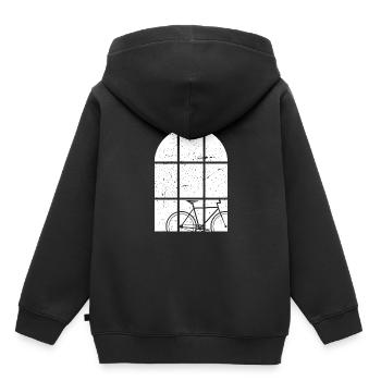 Fahrrad am Fenster Fahrradfahren Fahrradfahrer - Kinder Premium Organic Hoodie - Schwarz - Hinten - AI Model Kid Male (0cm)