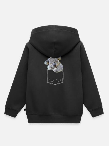 Koala Bär in Brusttasche Hemdtasche - Kinder Premium Organic Hoodie - Schwarz
