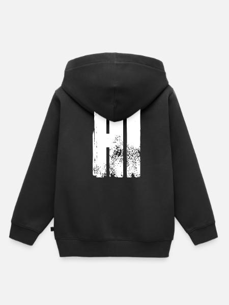 Hi - weiss - Kinder Premium Organic Hoodie - Schwarz