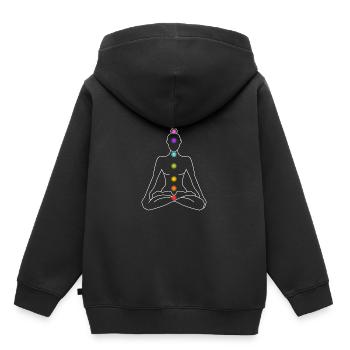 Chakra chakras méditation siège de lotus méditer Yog - Sweat Premium à capuche enfant bio - noir - Dos - AI Model Kid Male (0cm)