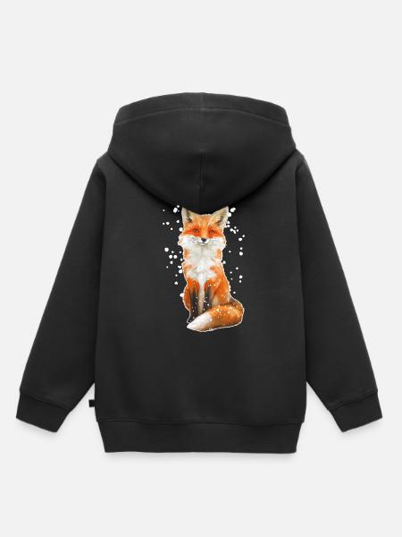 Fuchs mit Schneeflocken - Kinder Premium Organic Hoodie - Schwarz
