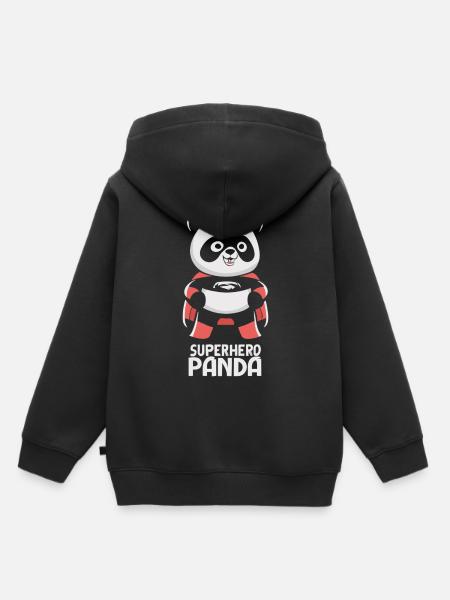Superhelden Panda - Kinder Premium Organic Hoodie - Schwarz
