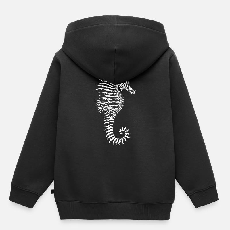 Invasion d'hippocampes extraterrestres - Sweat Premium à capuche enfant bio - noir