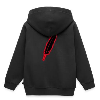 Feather silhouette red and black outline - Kids Premium Organic Hoodie - black - Back - AI Model Kid Male (0cm)