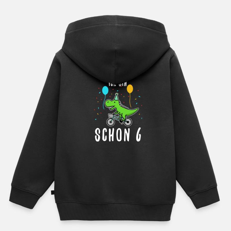 Ich bin schon 6 Dino - Kinder Premium Organic Hoodie - Schwarz