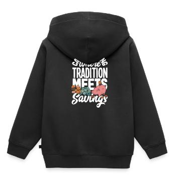 Cash Stuffing Where Tradition Meets Savings Cash - Kinder Premium Organic Hoodie - Schwarz - Hinten - AI Model Kid Male (0cm)