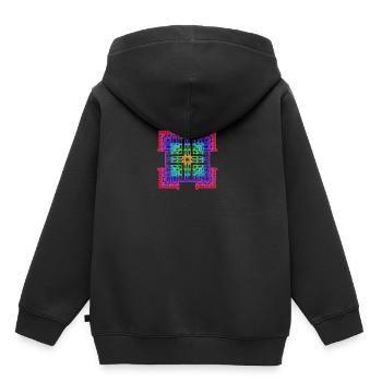 arc-en-ciel géomertique figure - Sweat Premium à capuche enfant bio - noir - Dos - AI Model Kid Male (0cm)