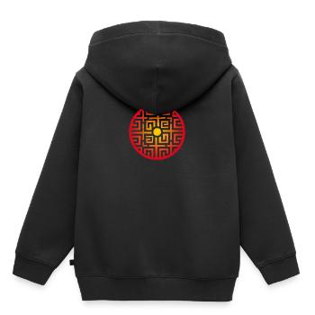 Symbole chinois double pièces cadeau chanceux - Sweat Premium à capuche enfant bio - noir - Dos - AI Model Kid Male (0cm)