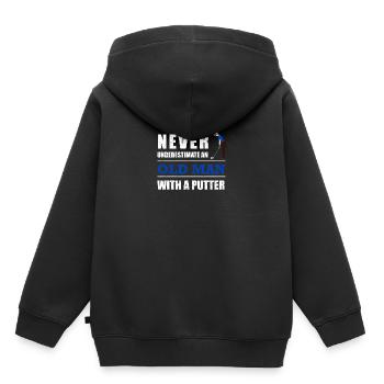 Golf Ne sous-estimez jamais un vieil homme avec un putter - Sweat Premium à capuche enfant bio - noir - Dos - AI Model Kid Male (0cm)