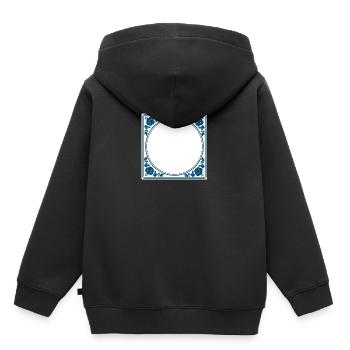 Texte propre de la tuile vide - Delft Blue - Sweat Premium à capuche enfant bio - noir - Dos - AI Model Kid Male (0cm)