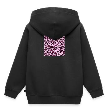 Motif imprimé léopard rose - taches de guépard - Sweat Premium à capuche enfant bio - noir - Dos - AI Model Kid Male (0cm)