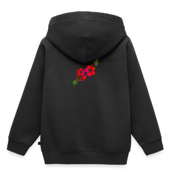 Idée de cadeau de tatouage tribal de fleur d'hibiscus hawaïen - Sweat Premium à capuche enfant bio - noir - Dos - AI Model Kid Male (0cm)