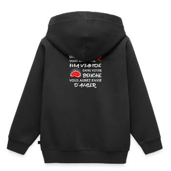 Ma viande Barbecue Citation drôle - Sweat Premium à capuche enfant bio - noir - Dos - AI Model Kid Male (0cm)