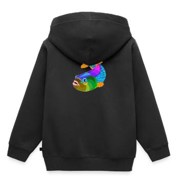 Poisson / poisson - Sweat Premium à capuche enfant bio - noir - Dos - AI Model Kid Male (0cm)