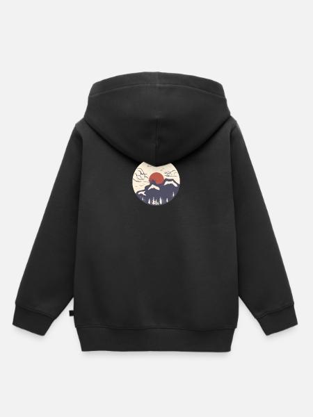 Japanische Berglandschaft - Kinder Premium Organic Hoodie - Schwarz