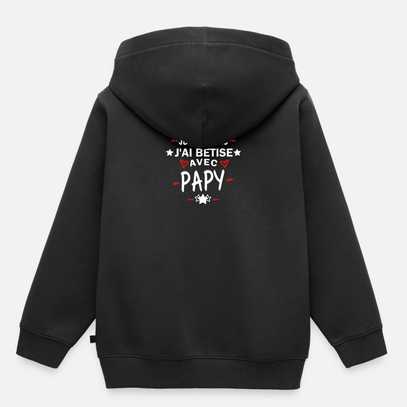 Je peux pas j'ai bêtise avec papy - Sweat Premium à capuche enfant bio - noir
