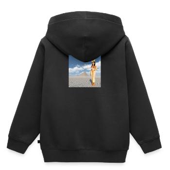 Goddess Hathor and pyramids - Kids Premium Organic Hoodie - black - Back - AI Model Kid Male (0cm)