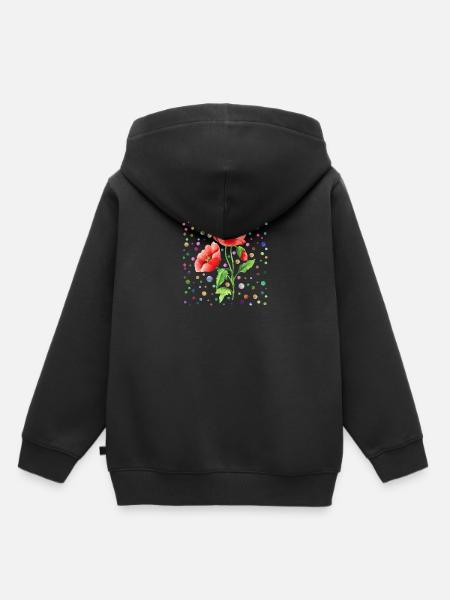 Fleurs - Sweat Premium à capuche enfant bio - noir