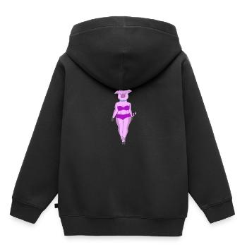 Dame de cochon Catwalk idée cadeau - Sweat Premium à capuche enfant bio - noir - Dos - AI Model Kid Male (0cm)