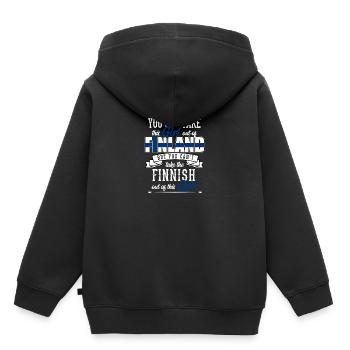 Finlande - Sweat Premium à capuche enfant bio - noir - Dos - AI Model Kid Male (0cm)