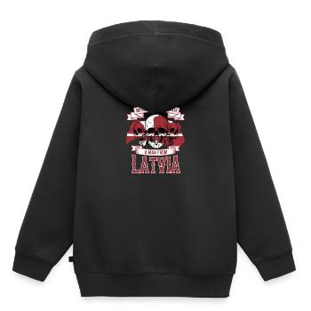 Lettonie - Sweat Premium à capuche enfant bio - noir - Dos - AI Model Kid Male (0cm)
