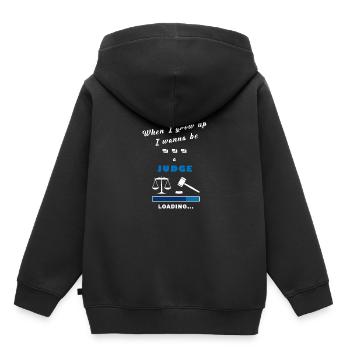 JUGE sur noir - Sweat Premium à capuche enfant bio - noir - Dos - AI Model Kid Male (0cm)