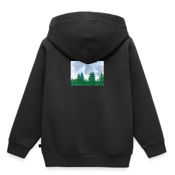 Paysage paysage aquarelle forêt sur un temps nuageux - Sweat Premium à capuche enfant bio - noir - Dos - AI Model Kid Male (0cm)
