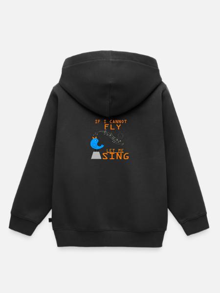 Singing flies chirping melody singer bird - Kids Premium Organic Hoodie - black