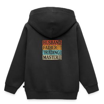 Father Husband Trading Master Stock Market Investo - Kinder Premium Organic Hoodie - Schwarz - Hinten - AI Model Kid Male (0cm)