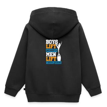 Boys Lift Weights Men Lift Cheerleaders Gymnast Ch - Kinder Premium Organic Hoodie - Schwarz - Hinten - AI Model Kid Male (0cm)