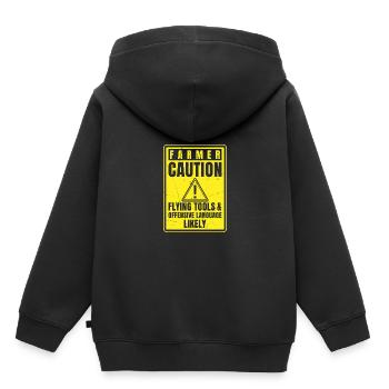 Caution Farmer Flying Tools And Offensive Language - Kinder Premium Organic Hoodie - Schwarz - Hinten - AI Model Kid Male (0cm)