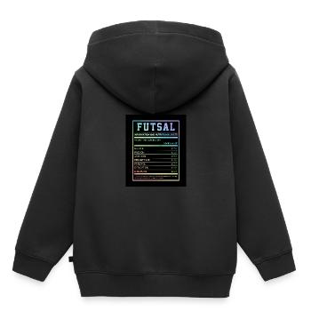 Futsal Information And Nutritional Facts Football - Kinder Premium Organic Hoodie - Schwarz - Hinten - AI Model Kid Male (0cm)