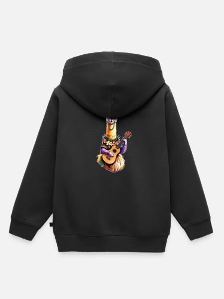 Lama spielt Ukulele - bunt - Kinder Premium Organic Hoodie - Schwarz