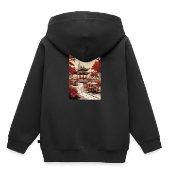 Asiatisches Kaffee - Kinder Premium Organic Hoodie - Schwarz - Hinten - AI Model Kid Male (0cm)