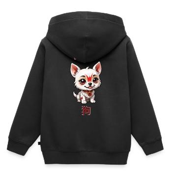 Chien - Astrologie - Sweat Premium à capuche enfant bio - noir - Dos - AI Model Kid Male (0cm)
