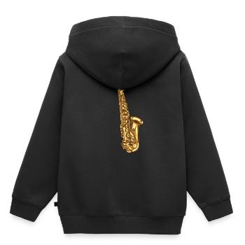 Saxophone saxophone - Sweat Premium à capuche enfant bio - noir - Dos - AI Model Kid Male (0cm)