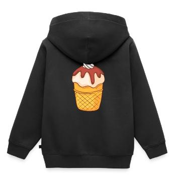 Crème glacée, crème glacée, crème glacée, crème glacée, boule, crème glacée, sundae - Sweat Premium à capuche enfant bio - noir - Dos - AI Model Kid Male (0cm)