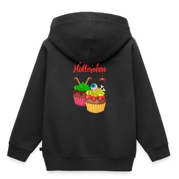 Gâteau au muffin Halloween - Sweat Premium à capuche enfant bio - noir - Dos - AI Model Kid Male (0cm)