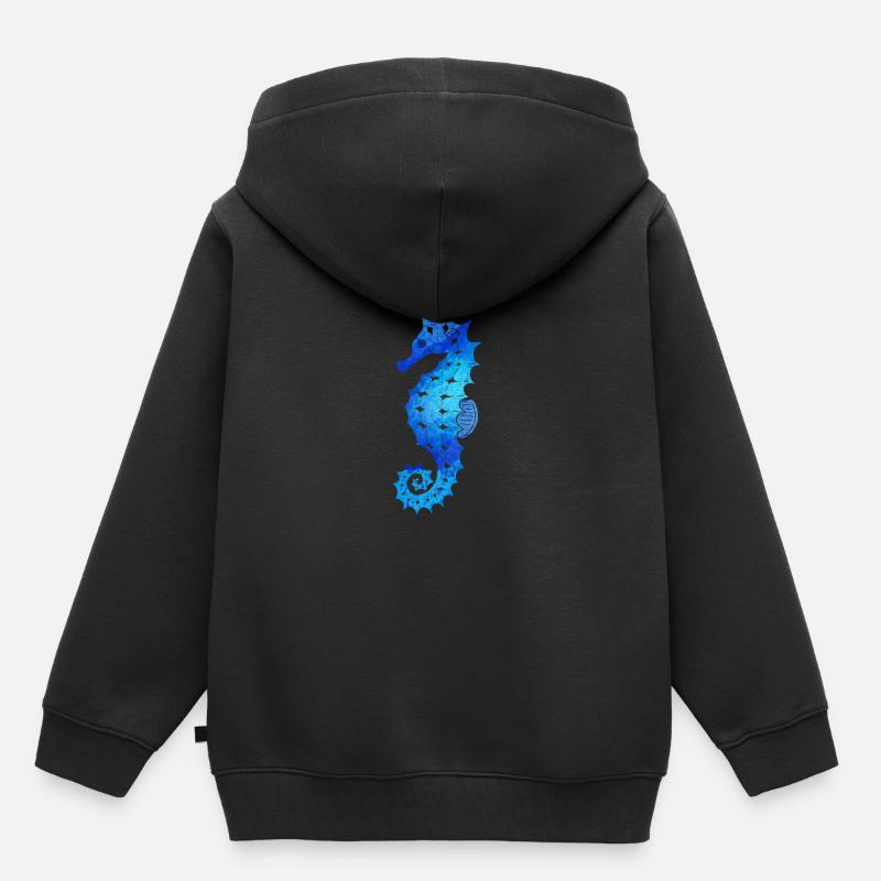 hippocampe - Sweat Premium à capuche enfant bio - noir